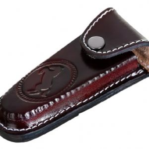 Bainha Para Canivete Em Couro Invernizado Marrom Escuro